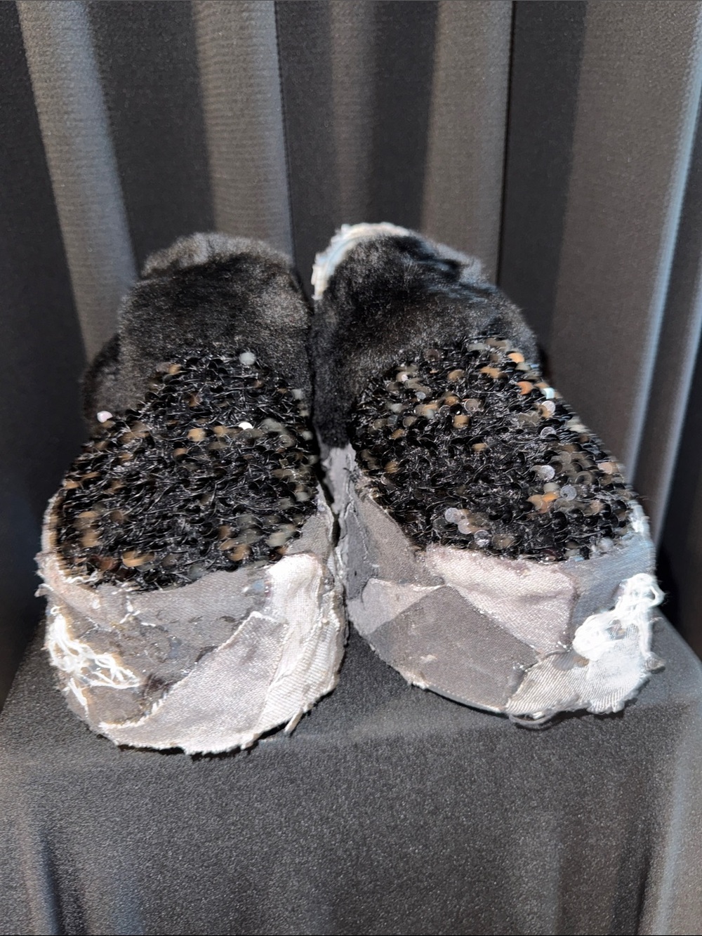 UGG Black Sequin Faux-Fur Slip-On Platform Sneakers - Picture 2 of 5